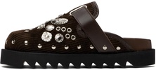 SSENSE Exclusive Brown Eyelet Metal Sabot Loafers