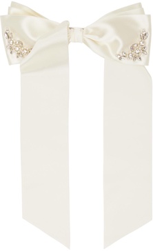 Off-White Embellished Satin Bow Hair Clip