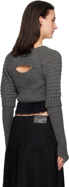 Gray & Black Furry Chunky Knit Sweater