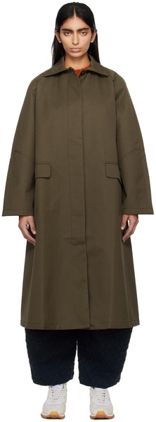 Khaki Raglan Sleeve Trench Coat