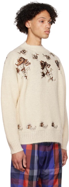 Off-White Flower Embroidery Sweater