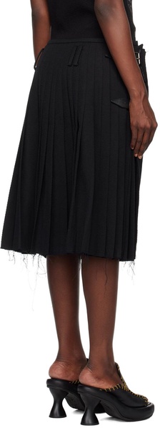 Black Camtton Midi Skirt