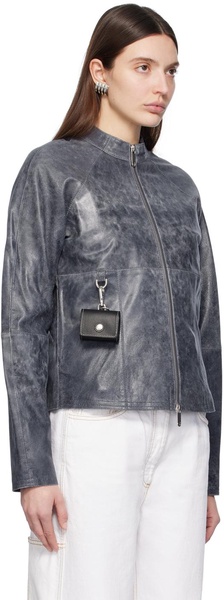 Navy Daria Leather Jacket