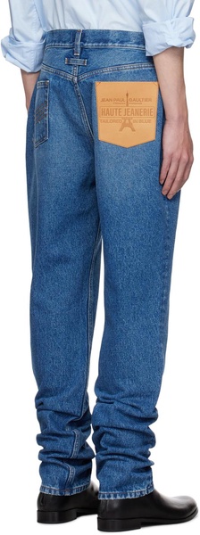 Blue Leather Pocket Jeans