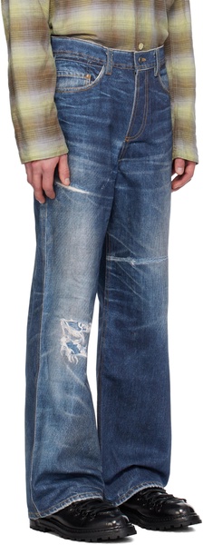 Blue Trompe L'œil Printed Jeans