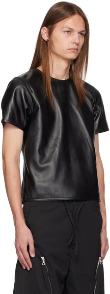 Black Crewneck Leather T-Shirt