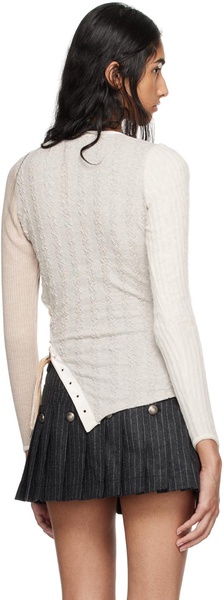 Gray & Beige Braids Cutout Sweater