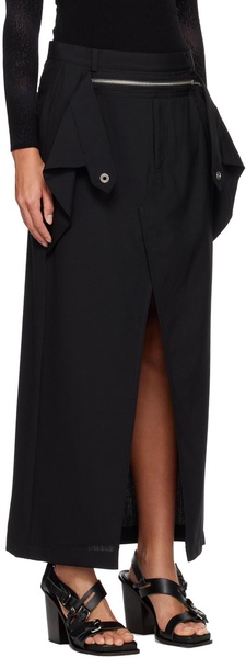 Black Zip Midi Skirt