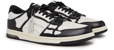 'Skel Top Low' White And Black Sneakers With Skeleton Patch In Leather Man