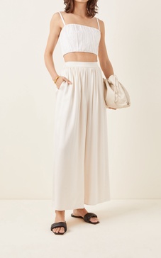 Nola Pleated Silk Wide-Leg Trousers