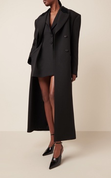 Oversized Long Double-Breasted Wool Coat