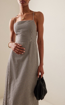 Lori Open-Back Gingham Cotton Maxi Dress