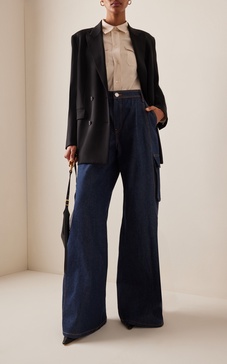 Lara Denim Wide-Leg Cargo Pants