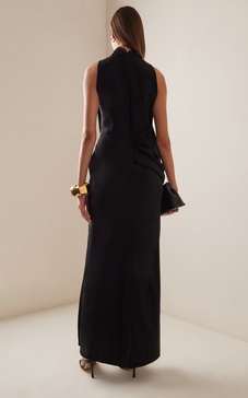 The Frida Draped Silk-Crepe Maxi Dress