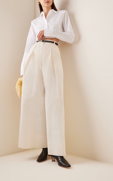 Pleated Taffeta Wide-Leg Pants