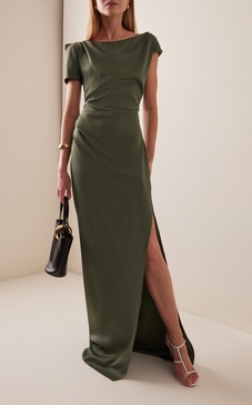 Asymmetric Satin Maxi Dress