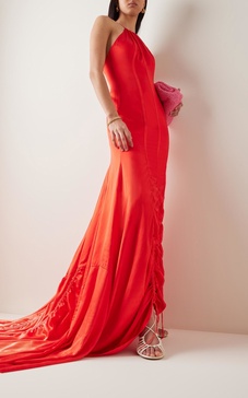 Dip-Dyed Silk Halter Gown