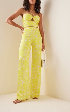 Azaire Floral Crepe Wide-Leg Pants