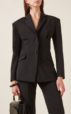 Hourglass Gathered Twill Blazer Jacket