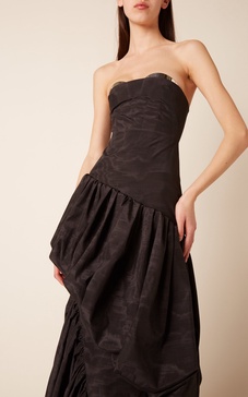 Metal-Detailed Strapless Gown