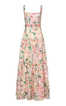 Lima Jardinera Embroidered Linen Maxi Dress