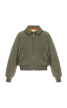 Cashmere-Wool Puffer Bomber Jacket