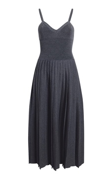 Elio Pleated Knit Merino Wool Midi Dress