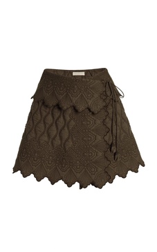 Taryn Embroidered Quilted-Cotton Mini Skirt