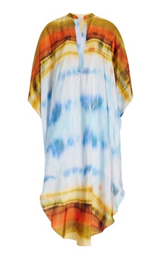 Exclusive Fiametta Tie-Dyed Satin Maxi Tunic Dress