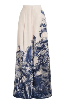 Exclusive Puerto Island-Print Linen Pants