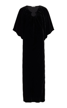 Rosae Gathered Velvet Maxi Dress