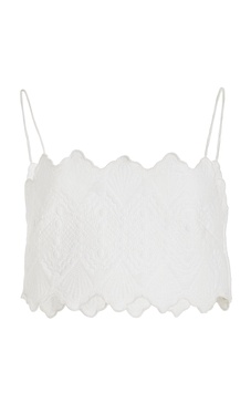 Marie Embroidered Quilted-Cotton Crop Top