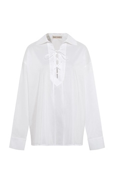 Lindy Lace-Up Cotton-Blend Shirt