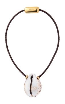 Recife Gold-Plated Shell And Leather Necklace