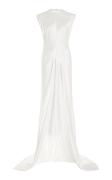 Open-Front Satin Gown