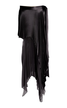 Mixed-Media Pleated Silk-Blend Maxi Skirt