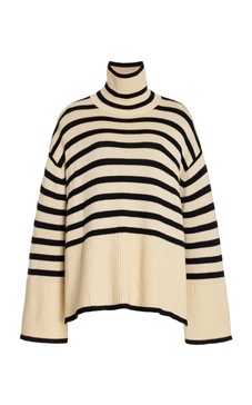 Signature Stripe Wool-Cotton Turtleneck Sweater