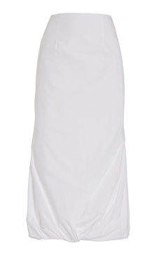 Liore Draped Cotton Midi Skirt