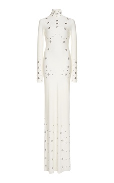 Snap-Embellished Spandex Maxi Dress