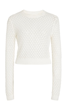 Pointelle-Knit Cotton Sweater