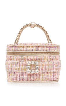 Crystal-Buckle Tweed Vanity Bag