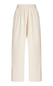 Pleated Cotton Wide-Leg Pants