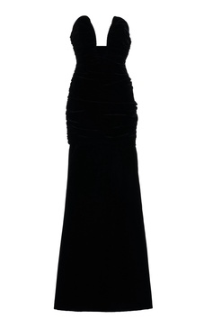 Strapless Stretch-Velvet Maxi Dress