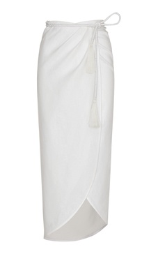 Aquí Conmigo Tassel-Detailed Linen Wrap Skirt