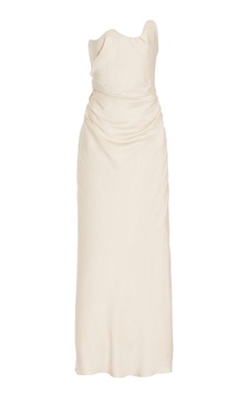 Aries Curved Eco-Satin Maxi Dress