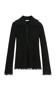 Dreele Fringed Wool-Mohair Polo Top