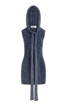 Elio Tie-Detailed Knit Cotton-Blend Mini Dress