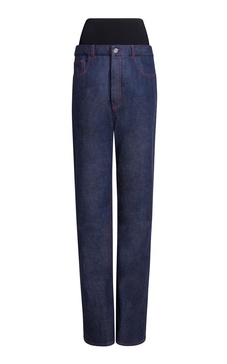 Knit-Band Stretch High-Rise Straight-Leg Jeans