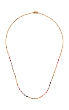 Linear 18K Rose Gold Sapphire Tennis Necklace