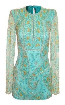 Paisley Beaded Mini Dress